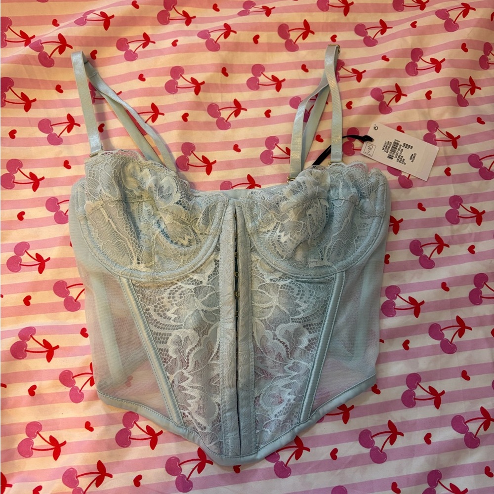Elegant Lace Bustier in Light Blue